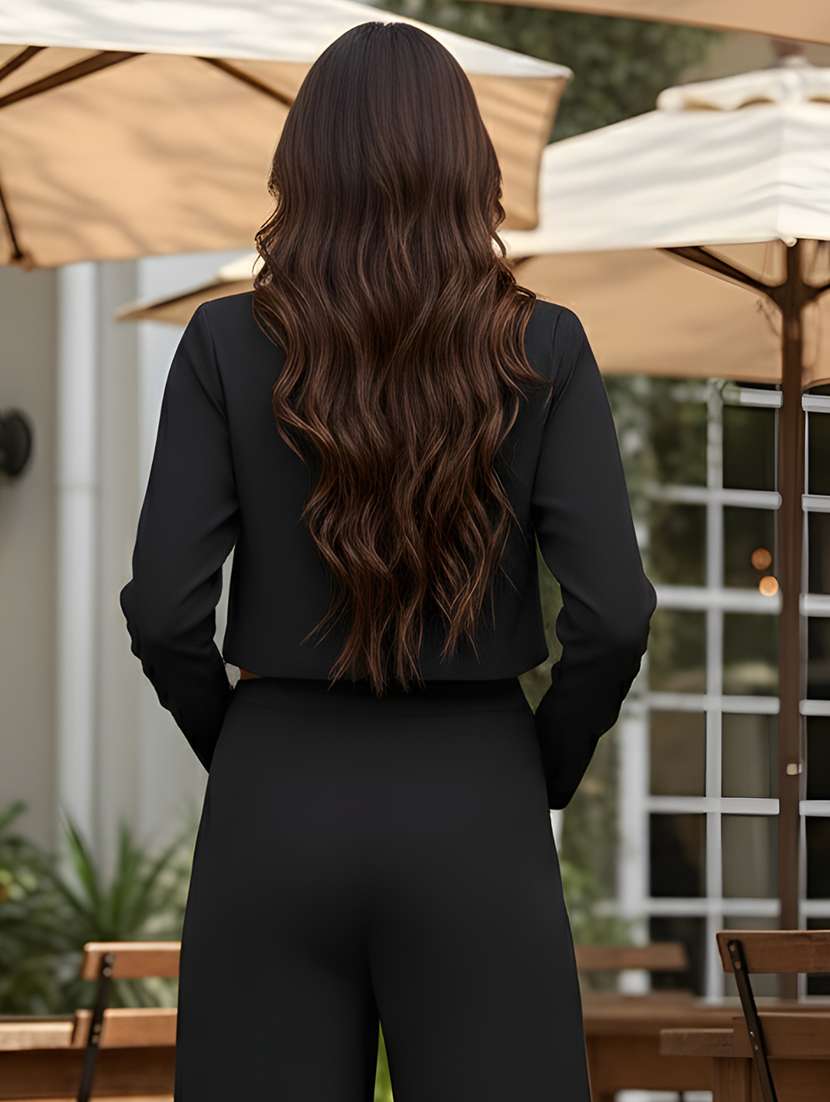 women solid long sleeve single breasted crop blazer - 22230898 -  Standard Image - 2