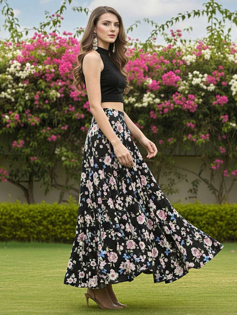 women floral print flared maxi skirt - 22230927 -  Standard Image - 2