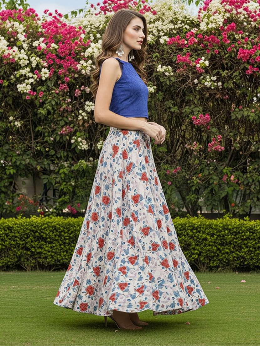women floral print flared maxi skirt - 22230928 -  Standard Image - 2