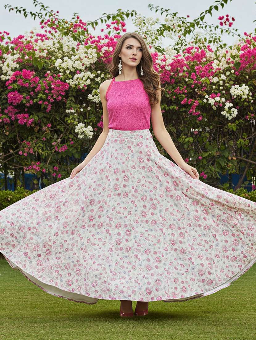 women floral print high rise flared skirt - 22230931 -  Standard Image - 2