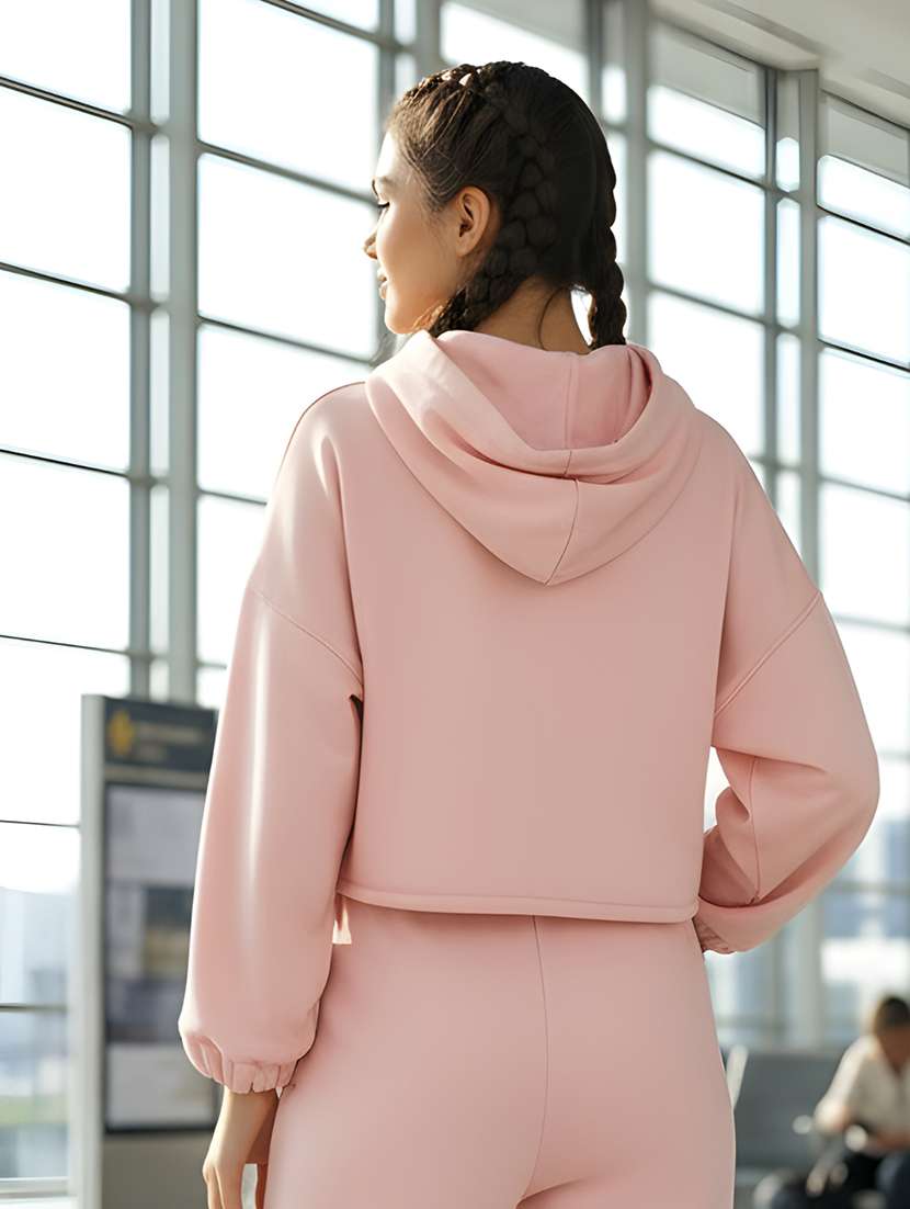 women printed long sleeve crop hooded sweatshirt - 22230948 -  Standard Image - 2