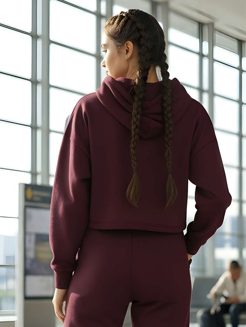 women printed long sleeve crop hooded sweatshirt - 22230949 -  Standard Image - 2