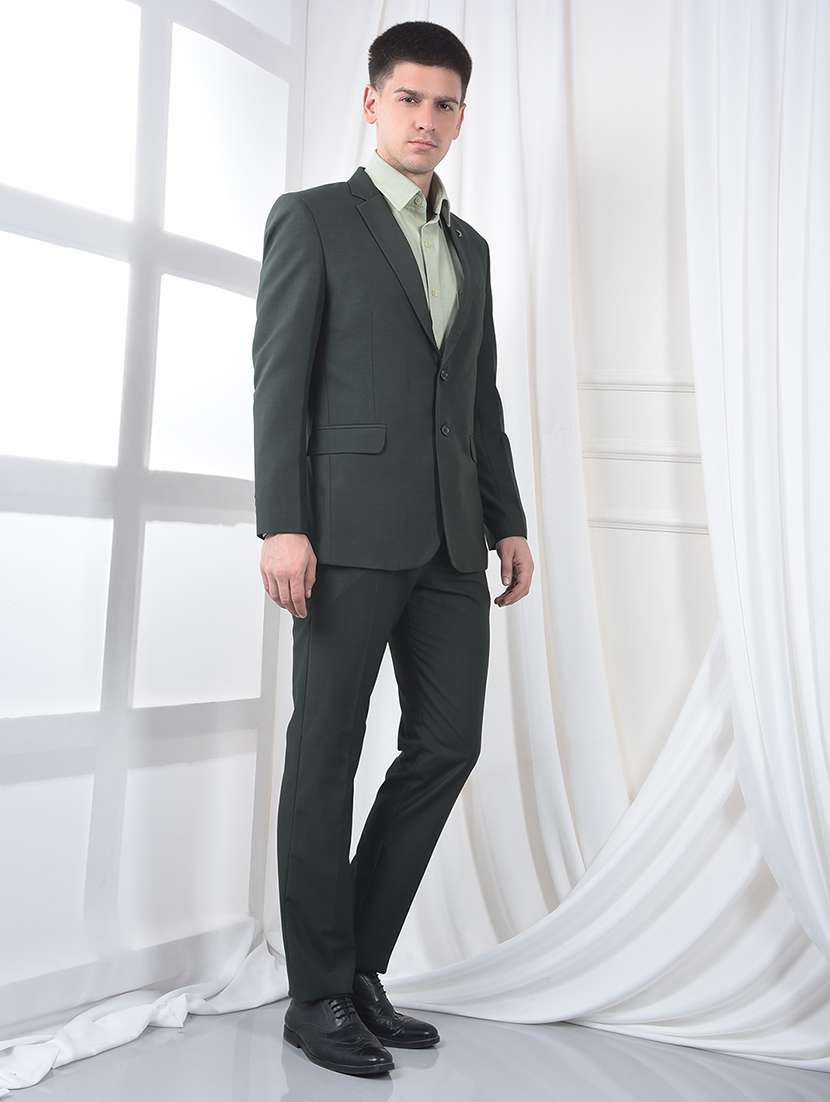 men solid lapel collar single breasted suit - 22231135 -  Standard Image - 2