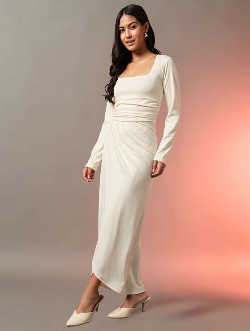 women solid square neck wrap dress - 22231270 -  Standard Image - 2