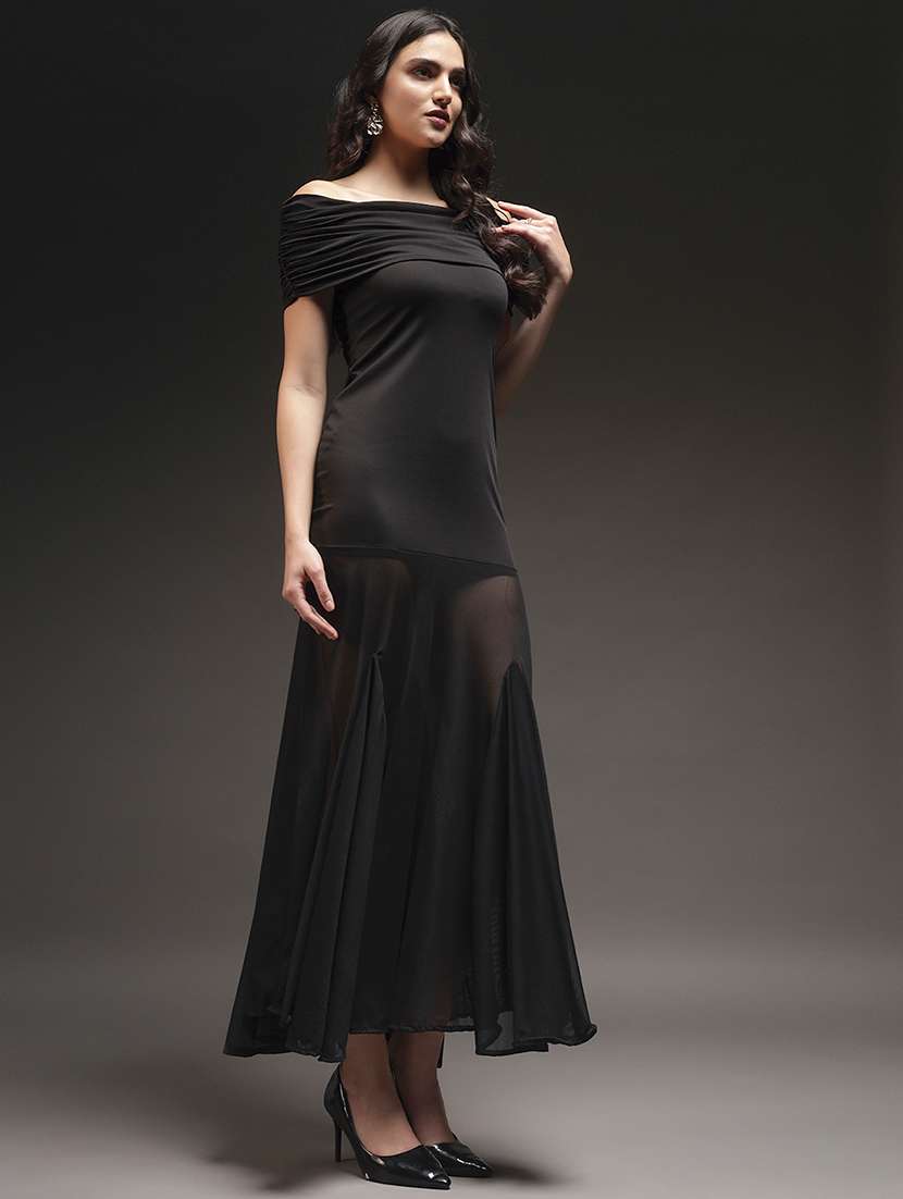 women solid off shoulder tiered dress - 22231281 -  Standard Image - 2
