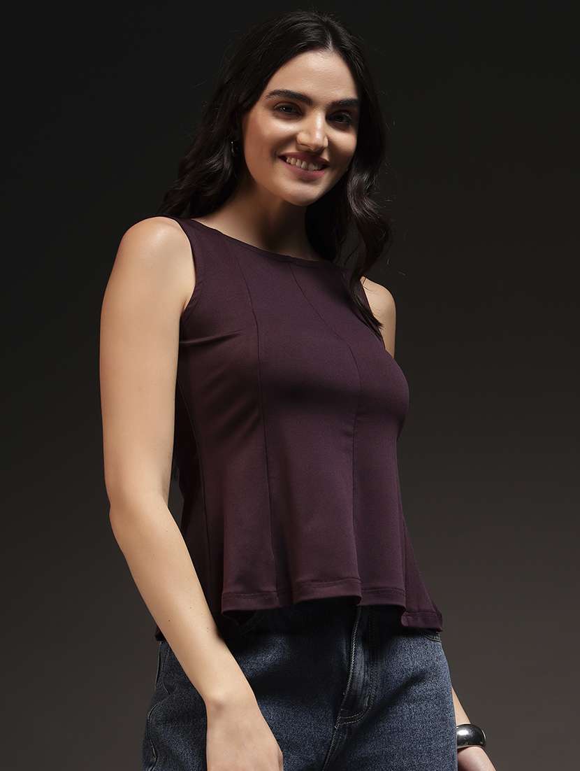 women solid sleeveless a-line top - 22231288 -  Standard Image - 2
