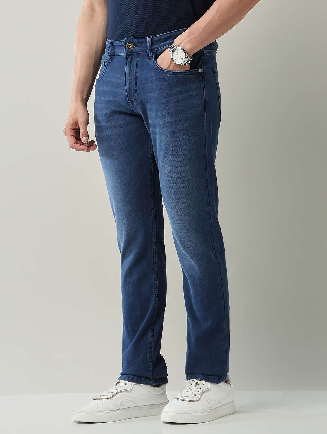 men washed high rise full length jeans - 22231384 -  Standard Image - 2