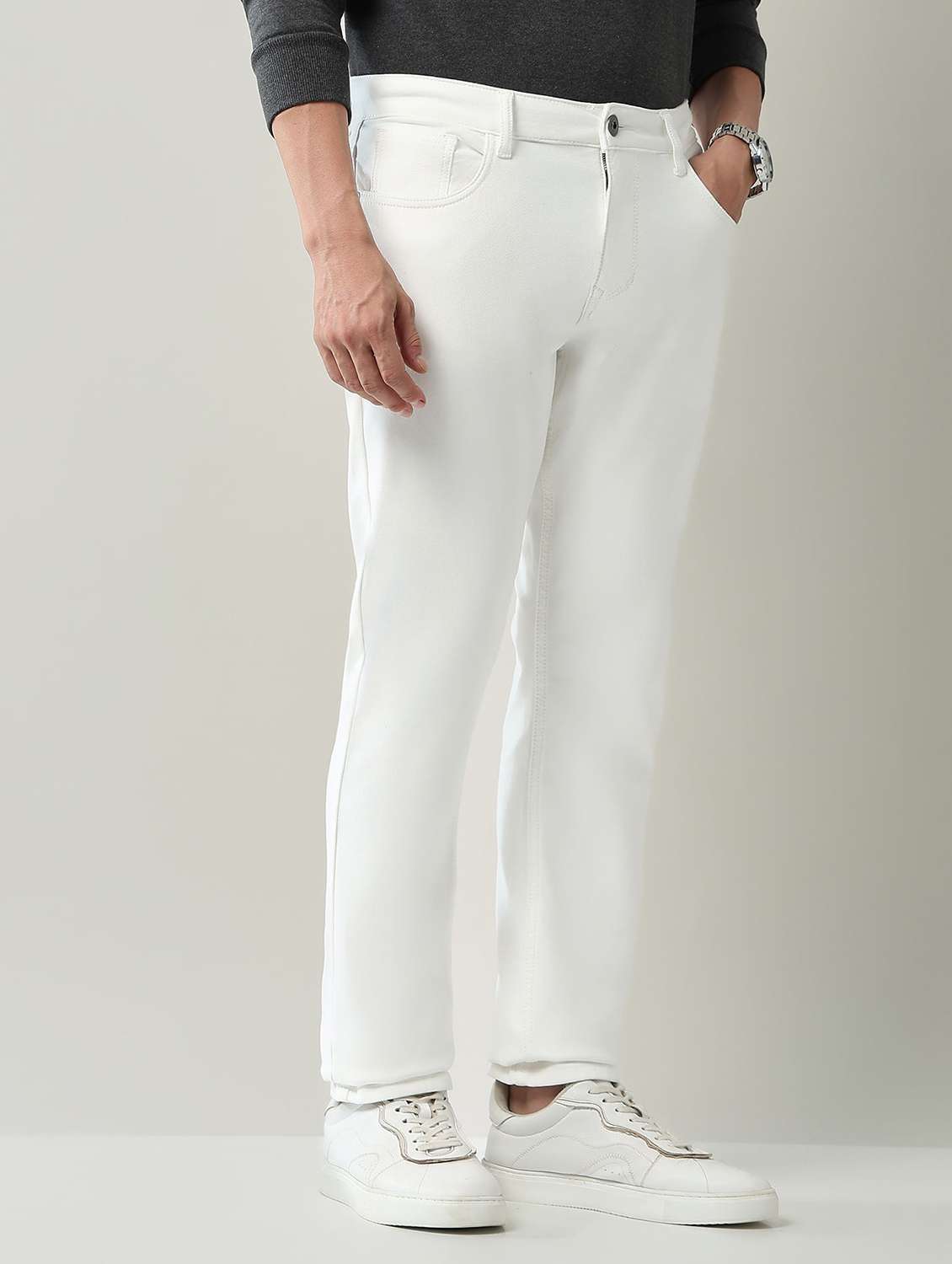 men plain high rise full length jeans - 22231388 -  Standard Image - 2