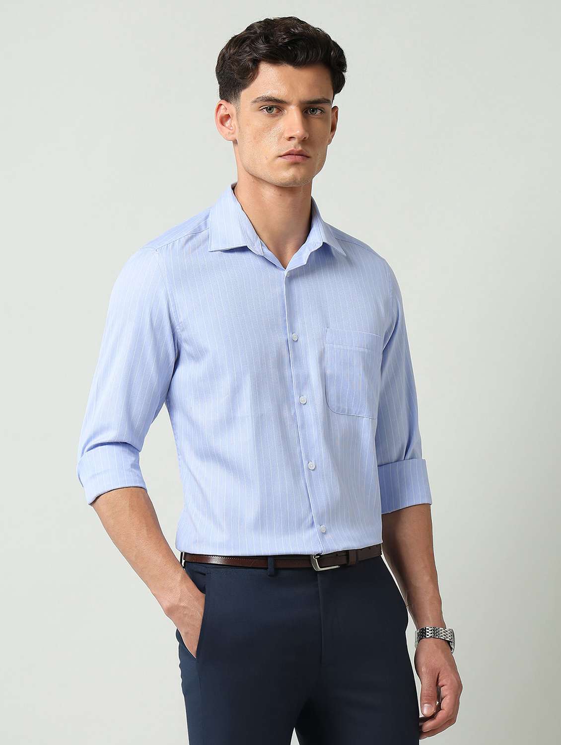 men striped long sleeve regular fit formal shirt - 22231427 -  Standard Image - 2