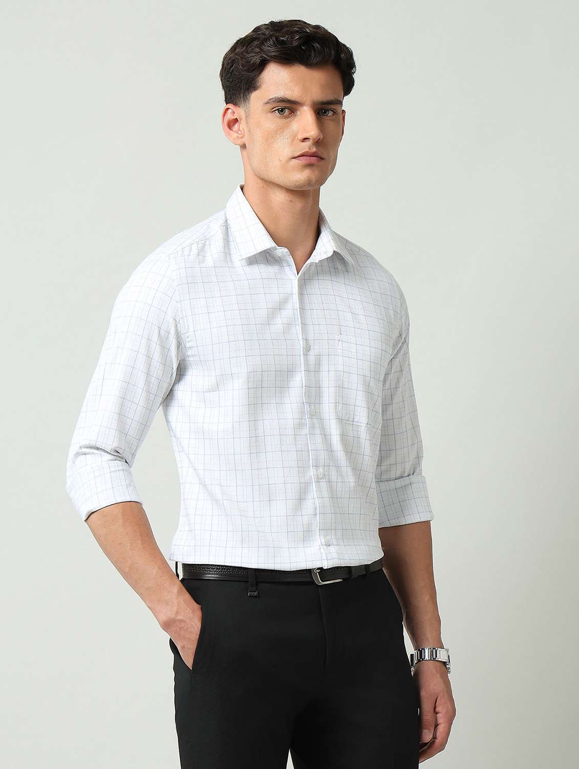 men checkered long sleeve regular fit formal shirt - 22231428 -  Standard Image - 2