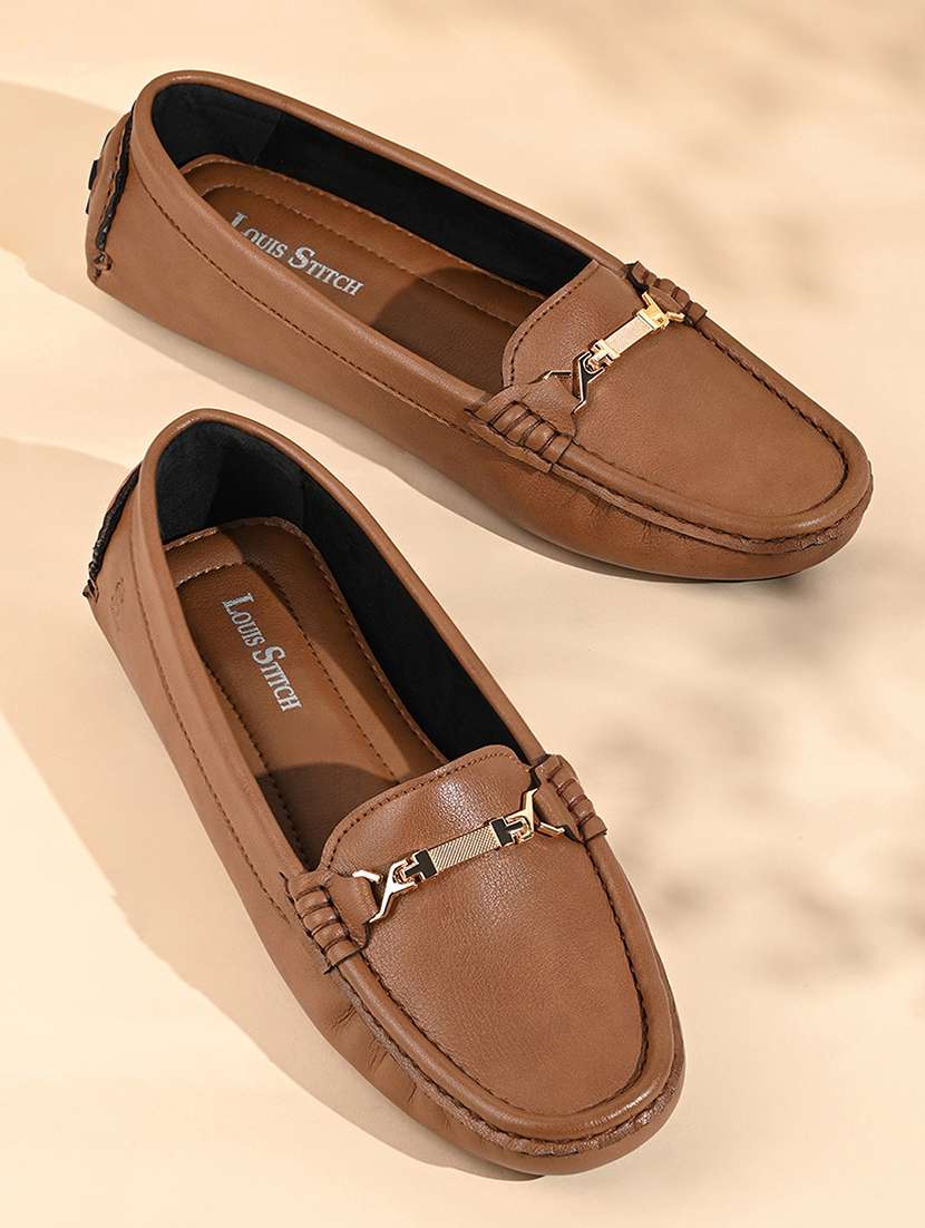 women solid slip on horsebit loafer