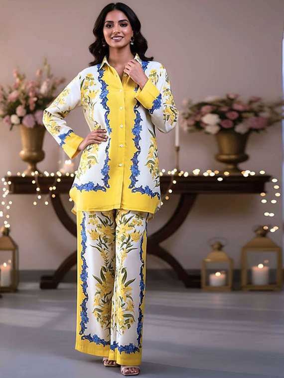 women printed shirt and trouser co-ord set