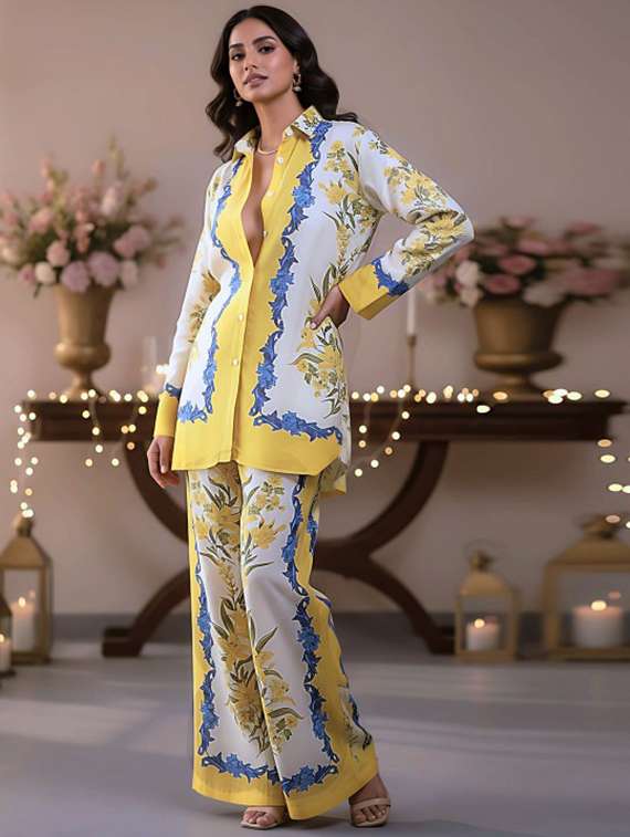women printed shirt and trouser co-ord set - 22231459 -  Standard Image - 2