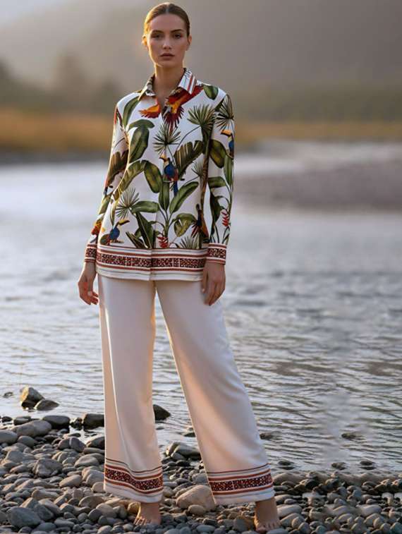 women printed shirt and trouser co-ord set