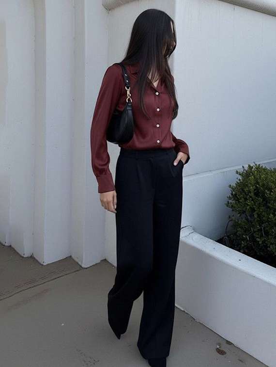 women solid collared long sleeve shirt - 22231483 -  Standard Image - 2