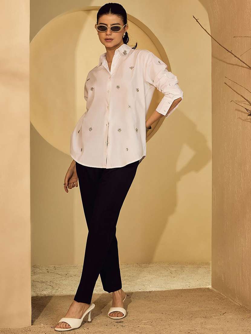 women solid high rise cigarette pants - 22231493 -  Standard Image - 2