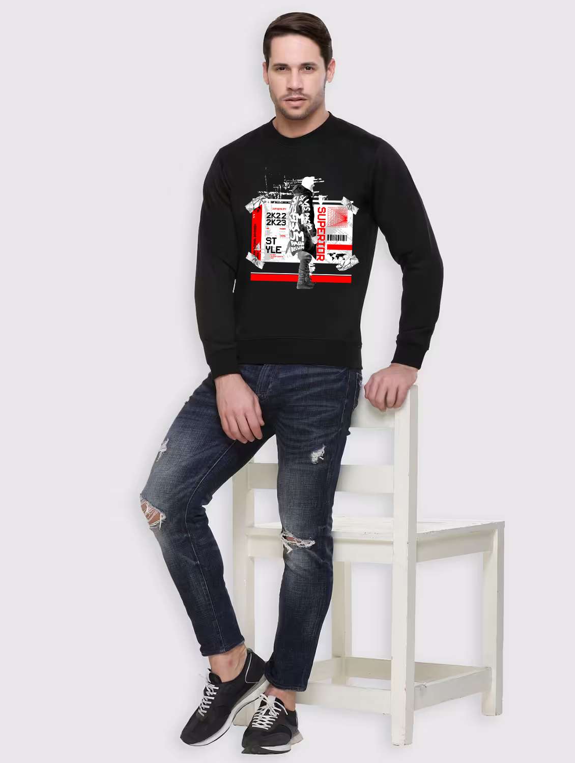 men front print long sleeve regular fit sweatshirt - 22231590 -  Standard Image - 2