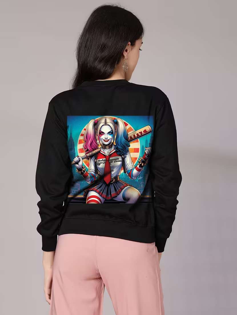 women front & back print long sleeve sweatshirt
