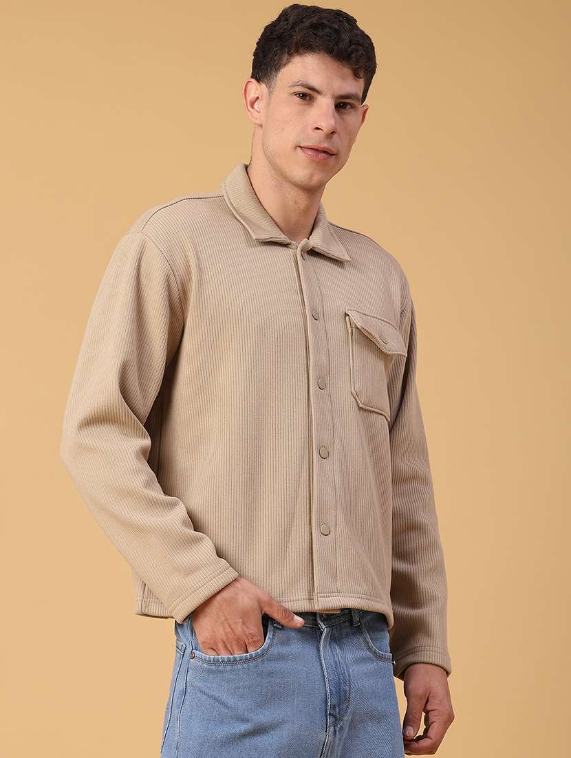 men self design long sleeve regular fit shacket - 22231745 -  Standard Image - 2