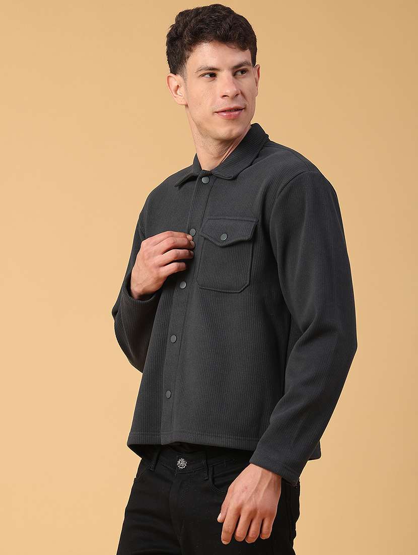 men self design long sleeve regular fit shacket - 22231746 -  Standard Image - 2