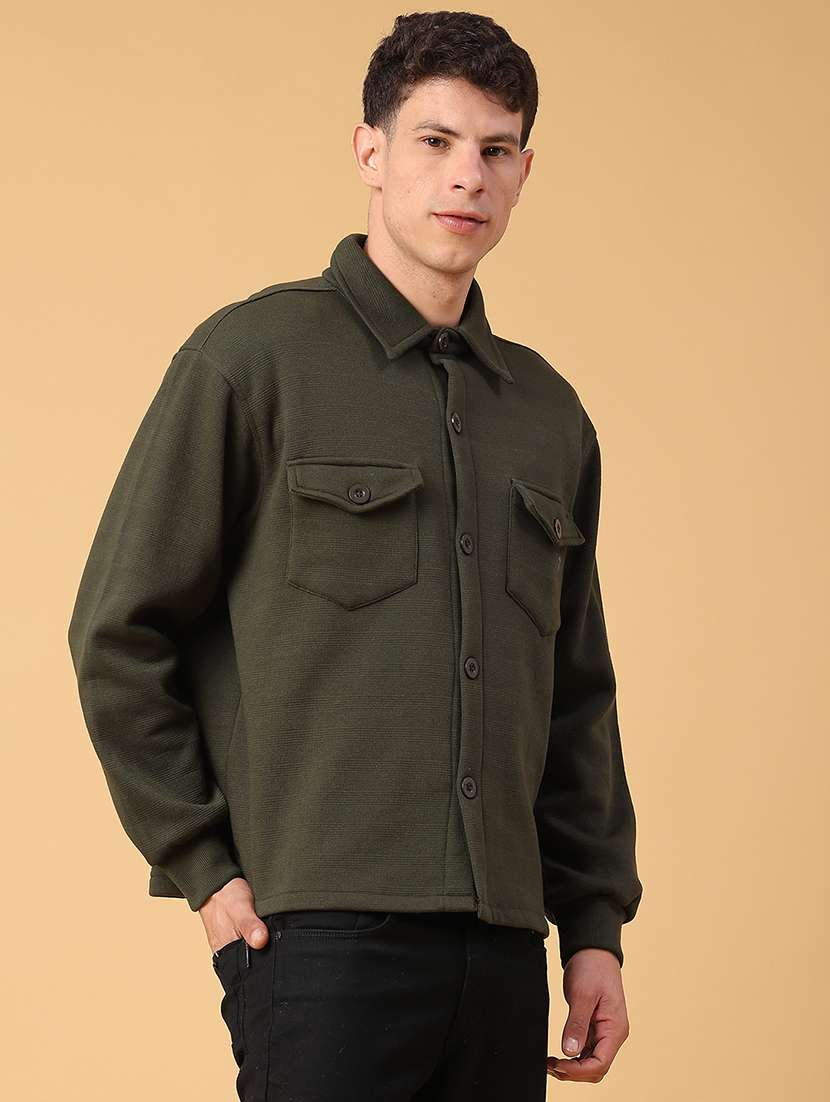 men self design long sleeve regular fit shacket - 22231747 -  Standard Image - 2