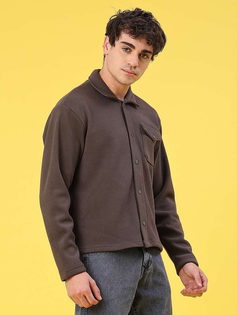 men self design long sleeve regular fit shacket - 22231749 -  Standard Image - 2