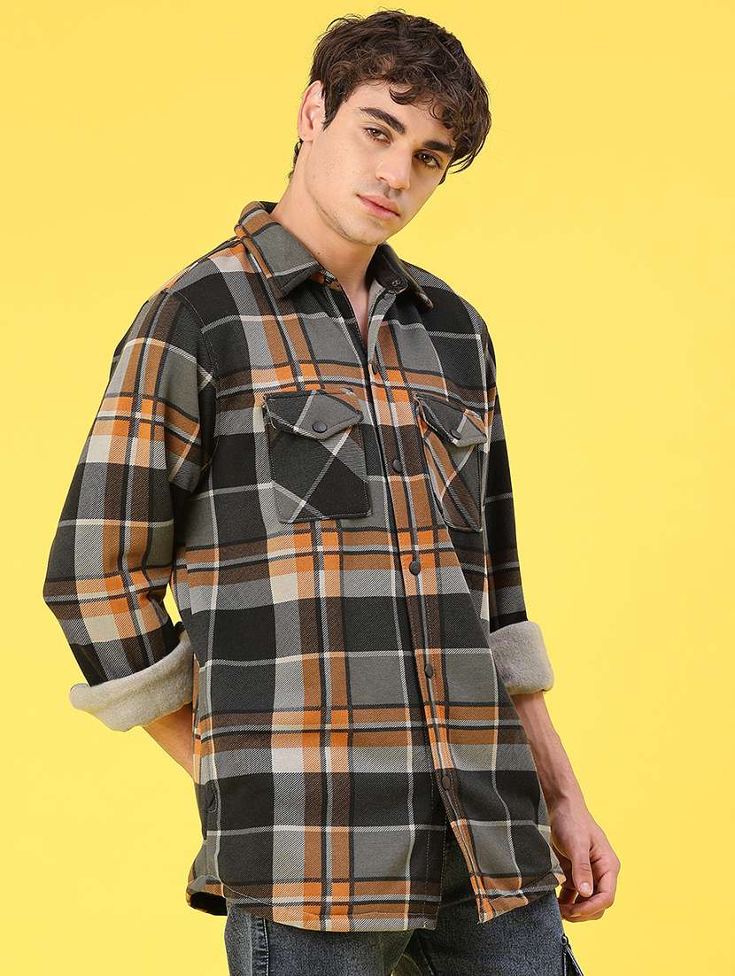 men checkered long sleeve regular fit shacket - 22231750 -  Standard Image - 2