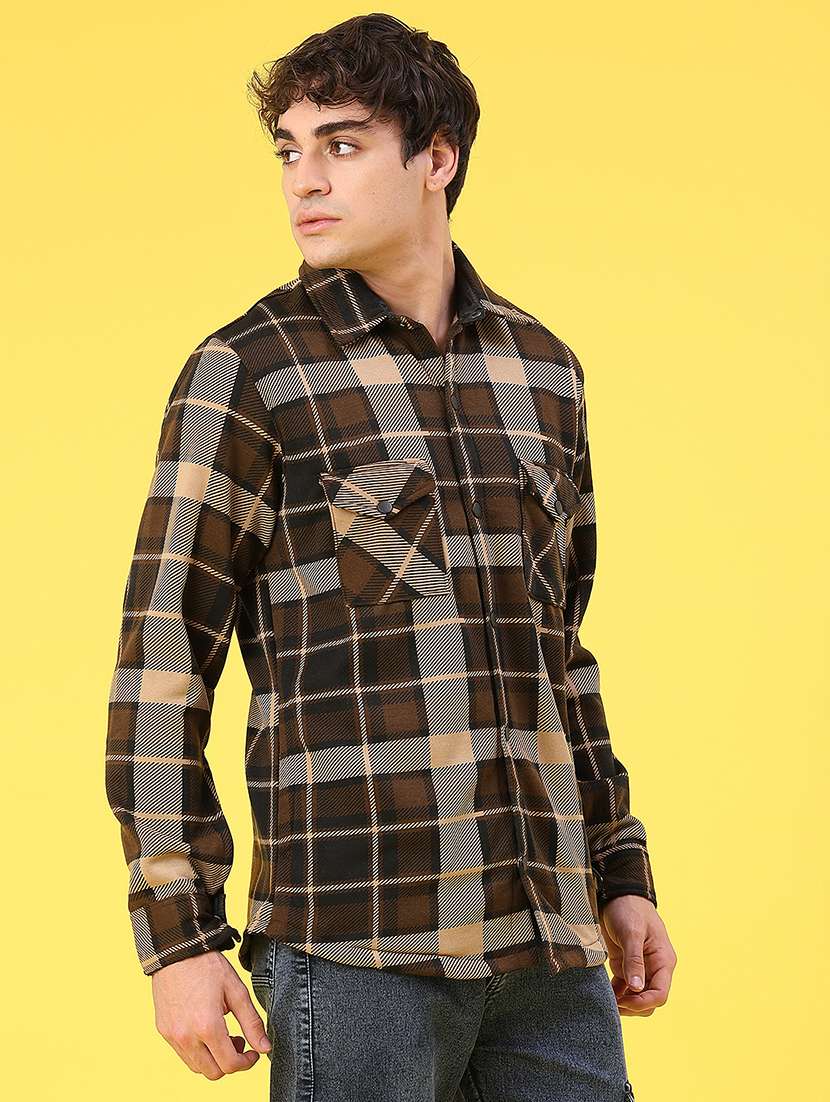 men checkered long sleeve regular fit shacket - 22231753 -  Standard Image - 2