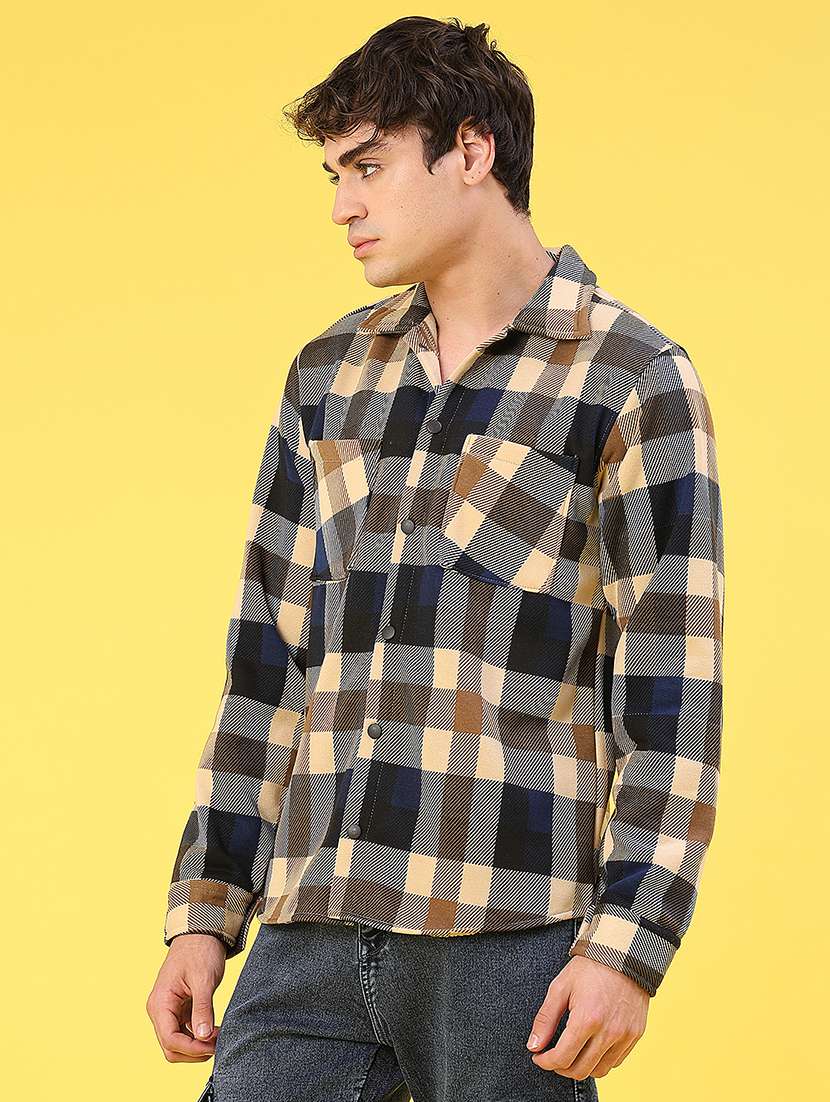 men checkered long sleeve regular fit shacket - 22231754 -  Standard Image - 2