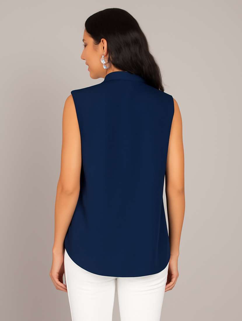 women solid sleeveless regular fit shirt - 22231791 -  Standard Image - 2