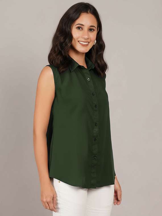 women solid sleeveless regular fit shirt - 22231792 -  Standard Image - 2