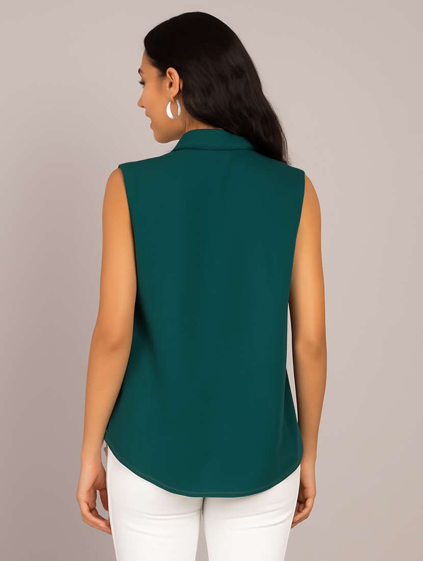 women solid sleeveless regular fit shirt - 22231794 -  Standard Image - 2
