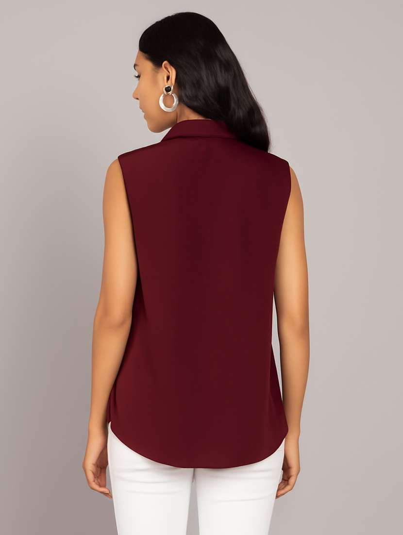 women solid sleeveless regular fit shirt - 22231795 -  Standard Image - 2