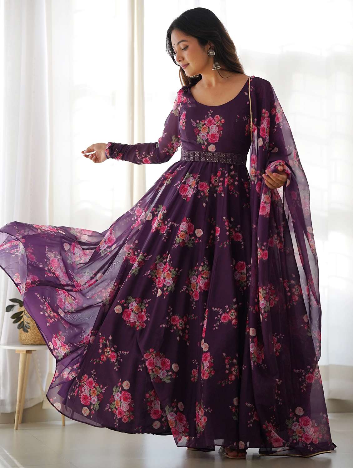 women floral printed unstitched suit set