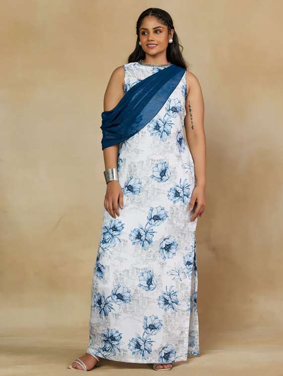 women plus size floral print sleeveless dress