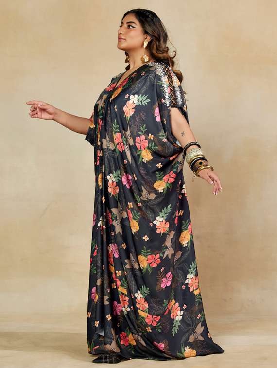 women floral print kimono sleeve kaftan dress - 22238759 -  Standard Image - 2
