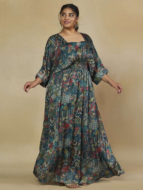 women plus size printed kimino sleeve flared dress - 22238761 -  Standard Image - 2