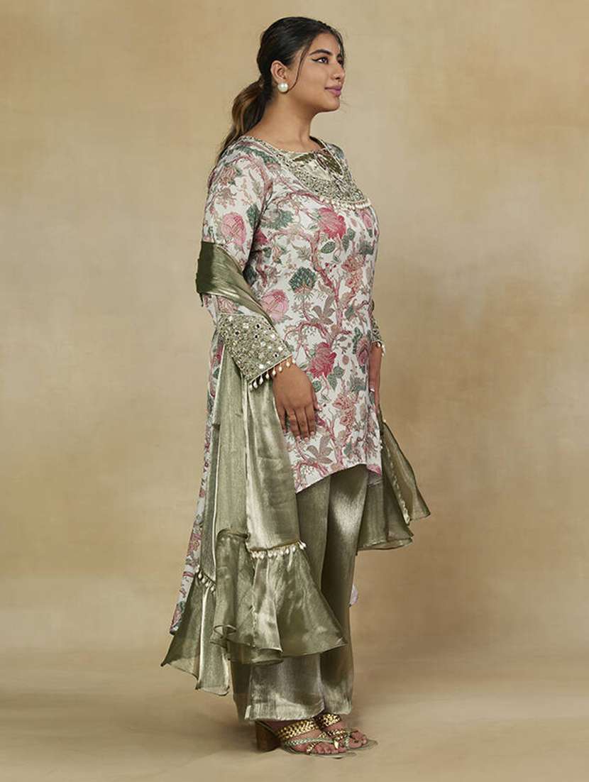 women plus size long sleeve kurta palazzo with dupatta set - 22238789 -  Standard Image - 2