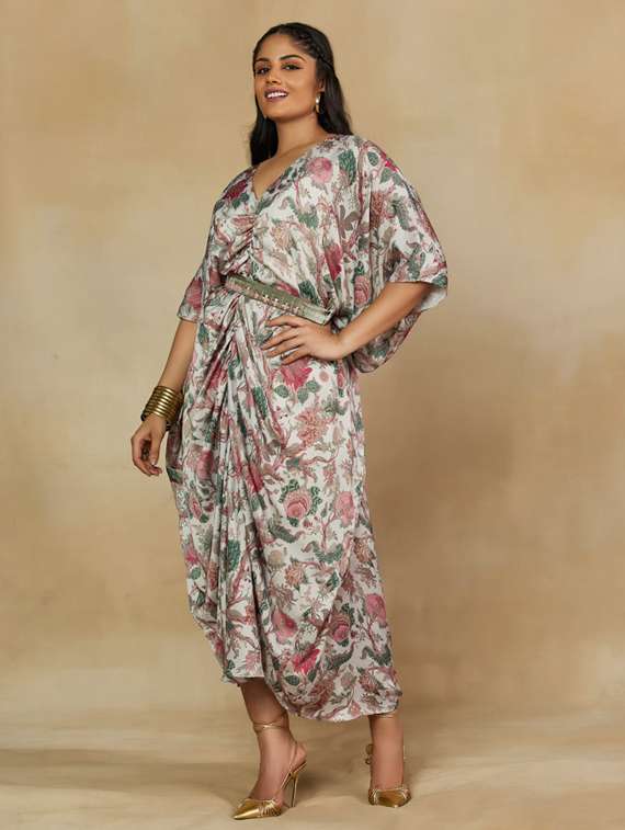 women floral print kimono sleeve kaftan dress - 22238798 -  Standard Image - 2
