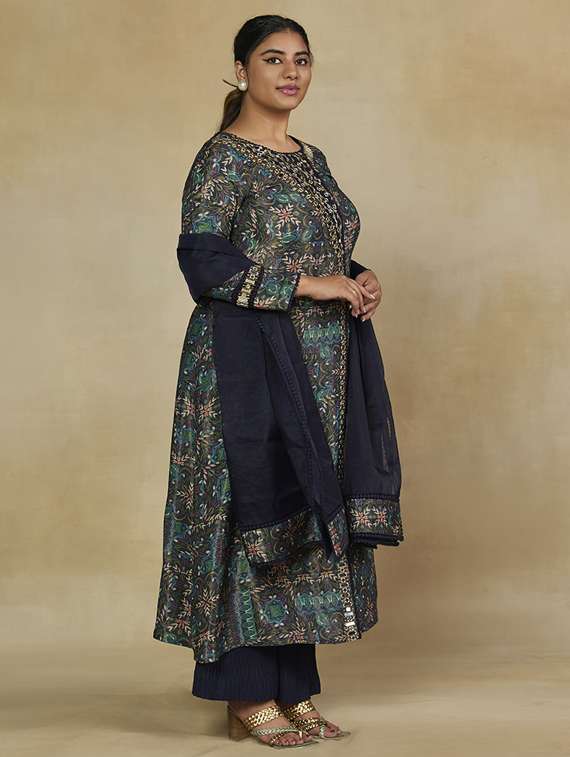 women plus size long sleeve kurta palazzo with dupatta set - 22238804 -  Standard Image - 2