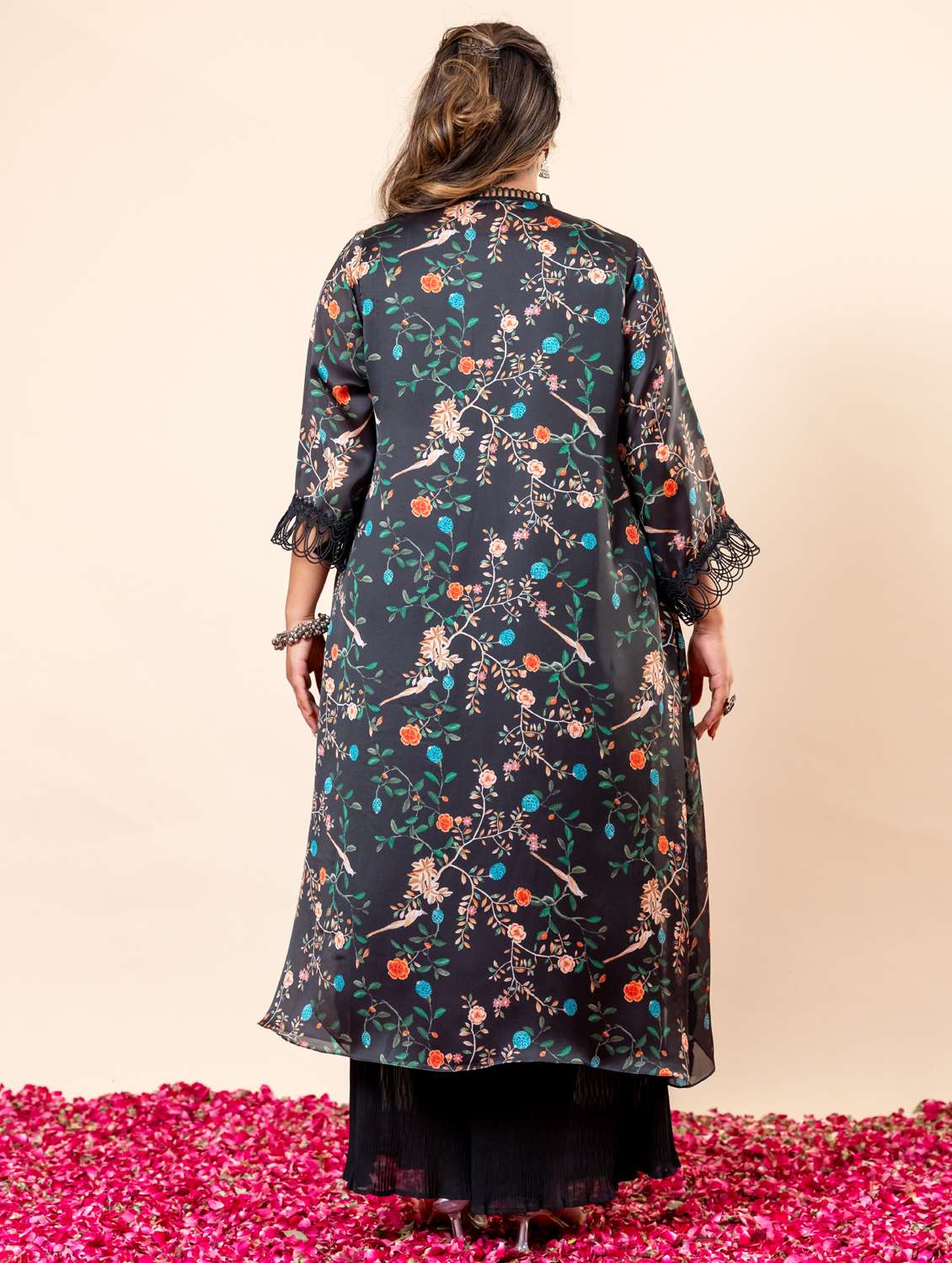 women plus size floral three quarter sleeve fusion set - 22238815 -  Standard Image - 2