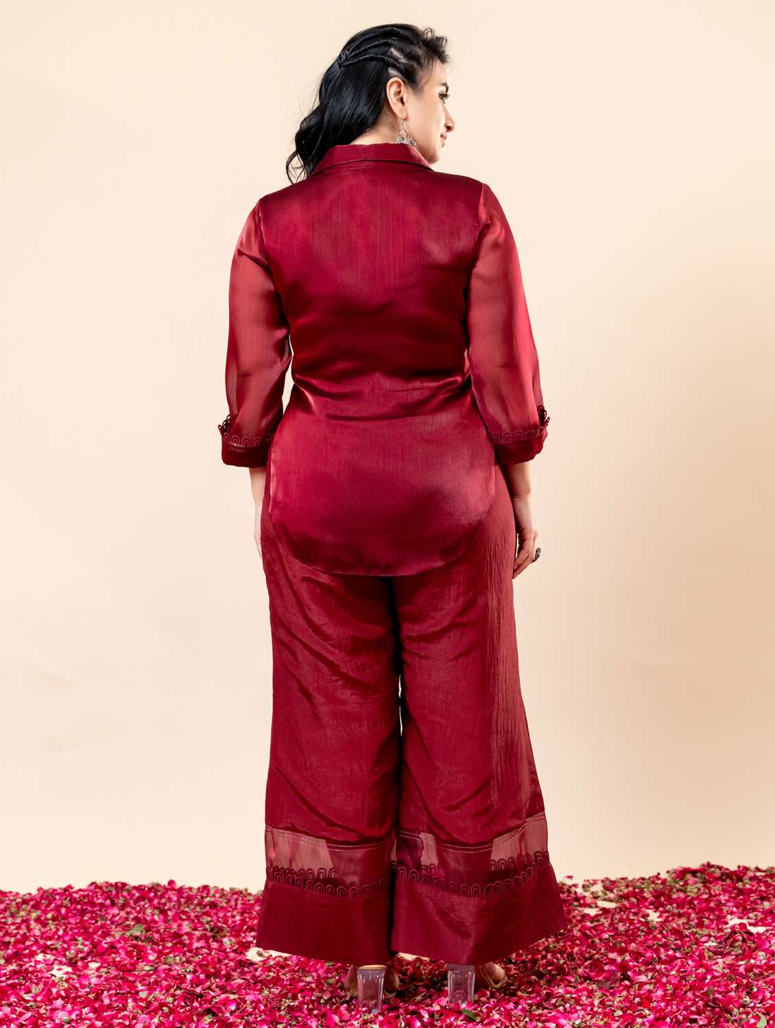 women plus size three quarter sleeve ethnic co-ord set - 22238818 -  Standard Image - 2