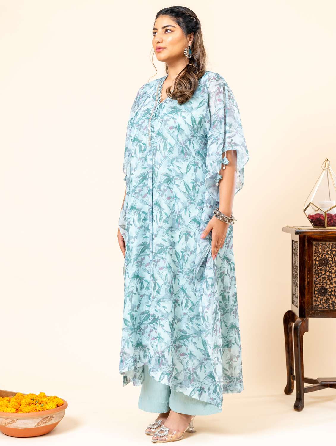 women plus size kimono sleeve kaftan kurta palazzo set - 22238821 -  Standard Image - 2