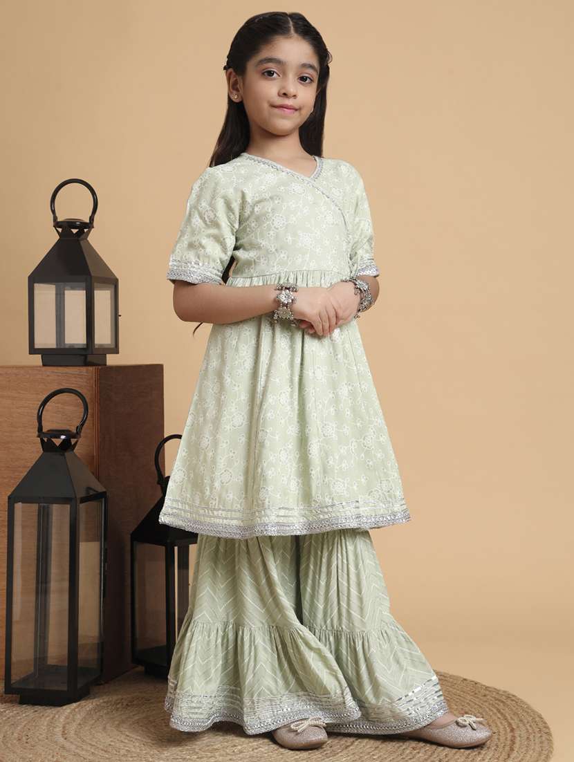 girls printed kurta and sharara with dupatta set - 22238829 -  Standard Image - 2