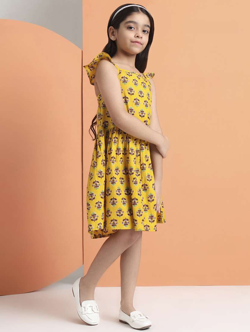 girls printed shoulder strap fit and flared dress - 22238830 -  Standard Image - 2