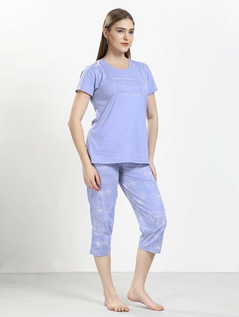 women printed nightwear capri set - 22238870 -  Standard Image - 2