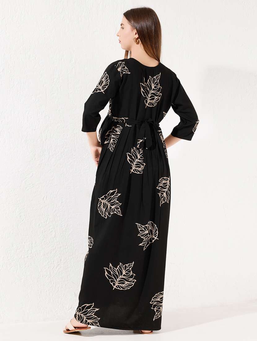 women prinred three quarter sleeve maternity wear nighty - 22238873 -  Standard Image - 2