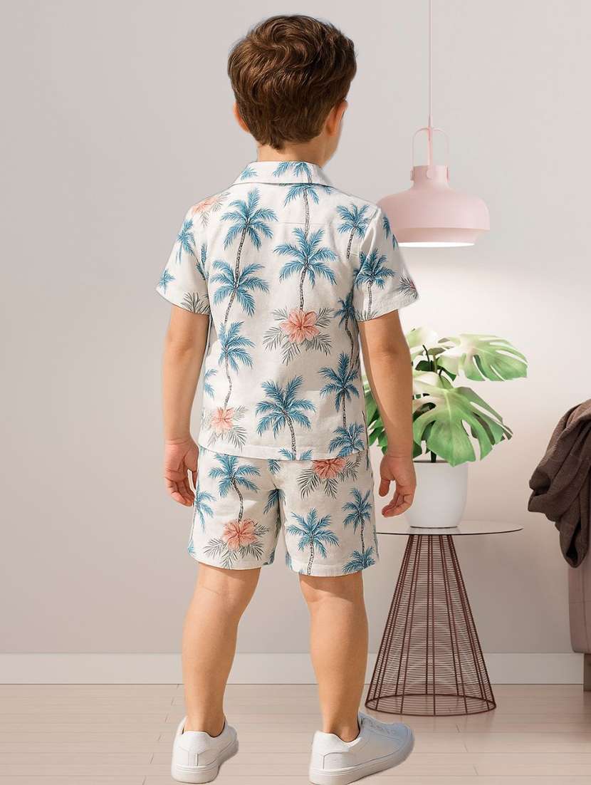 boys printed shirt and shorts co-ord set - 22239054 -  Standard Image - 2