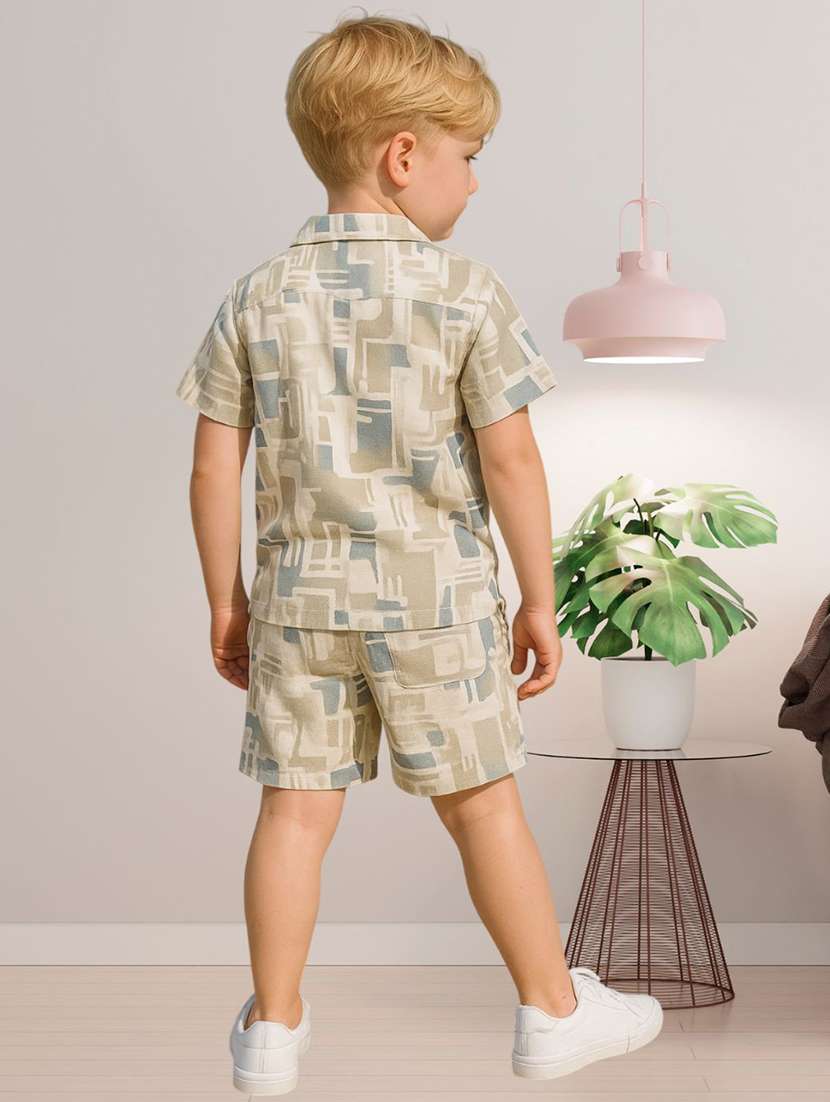 boys printed shirt and shorts co-ord set - 22239061 -  Standard Image - 2