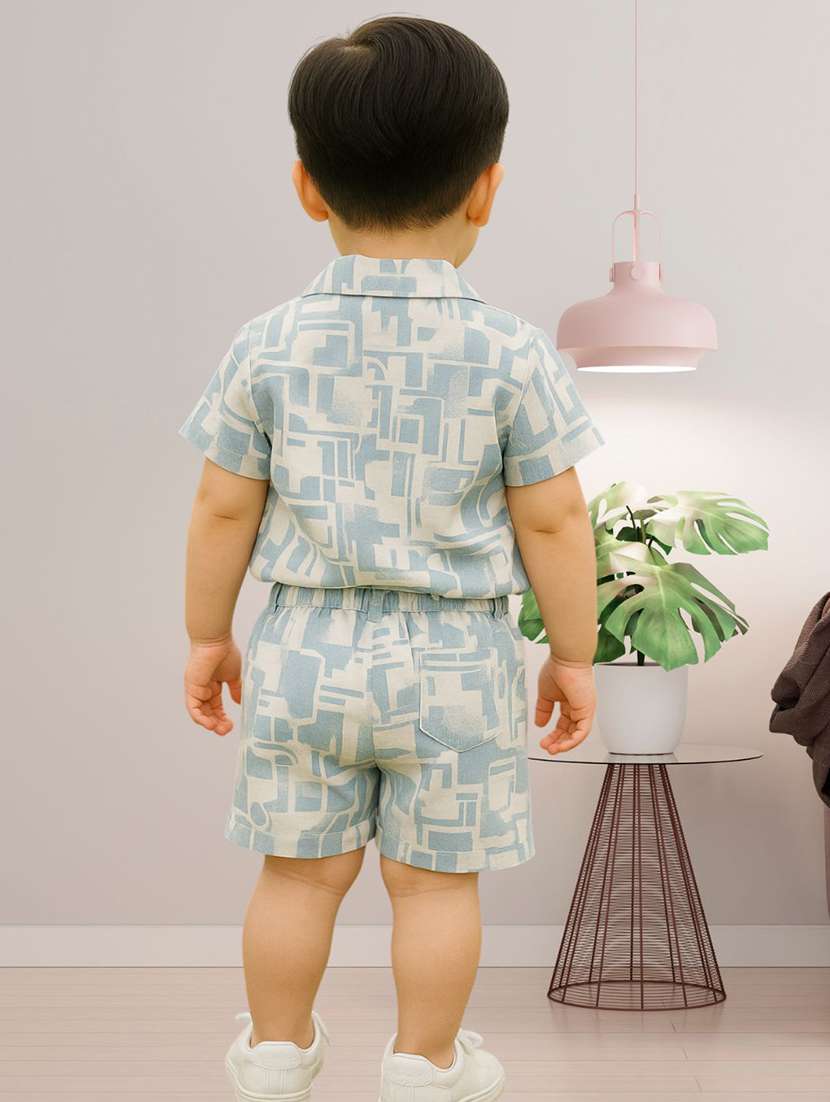 boys printed shirt and shorts co-ord set - 22239062 -  Standard Image - 2